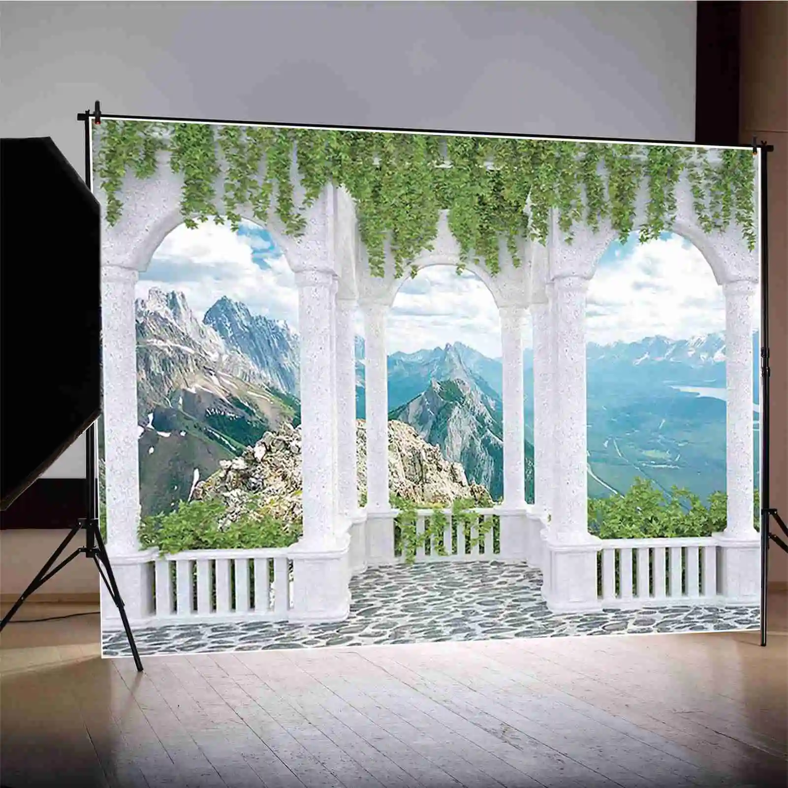 MOON.QG حديقة الربيع الصيف الشاطئ قوس منطقة الصورة الإطار خلفية عطلة الديكور التصوير خلفية التقاط الصور خلفية