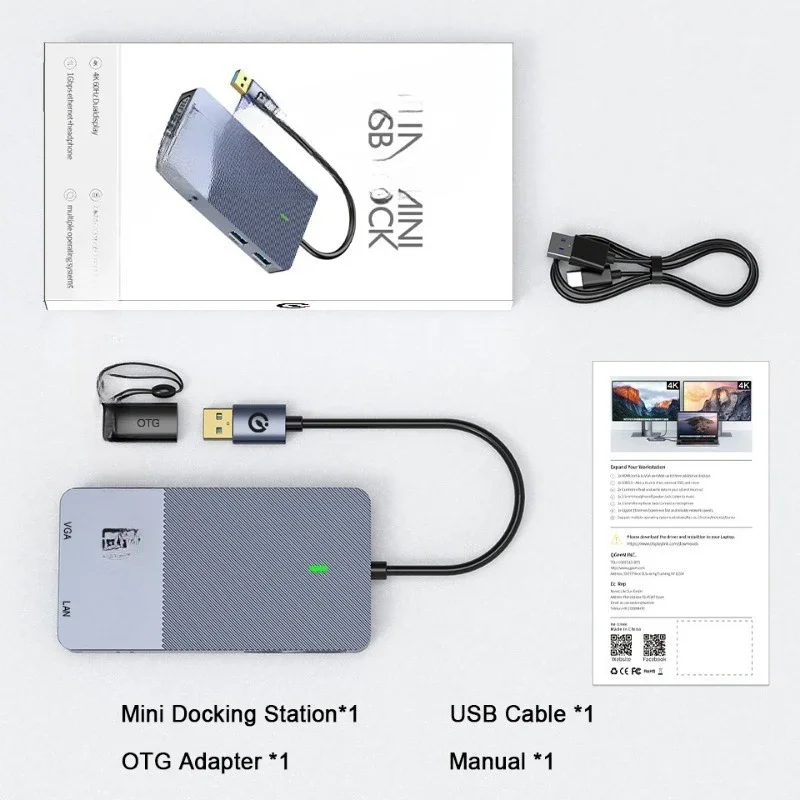 11-In-1 Docking Station DisplayLink Triple Display USB Type-C Hub with Audio Network Cable Reader