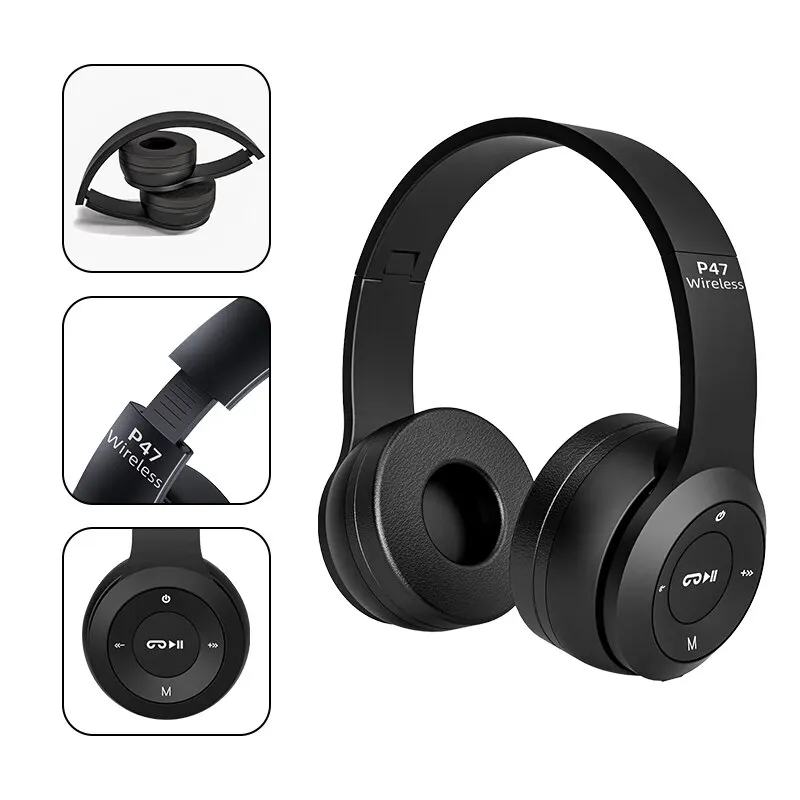 Stereo P47 Headset 5.0 Bluetooth Headset Folding Series Wireless Sports Game Headset for HuaWei XiaoMi Smartphone