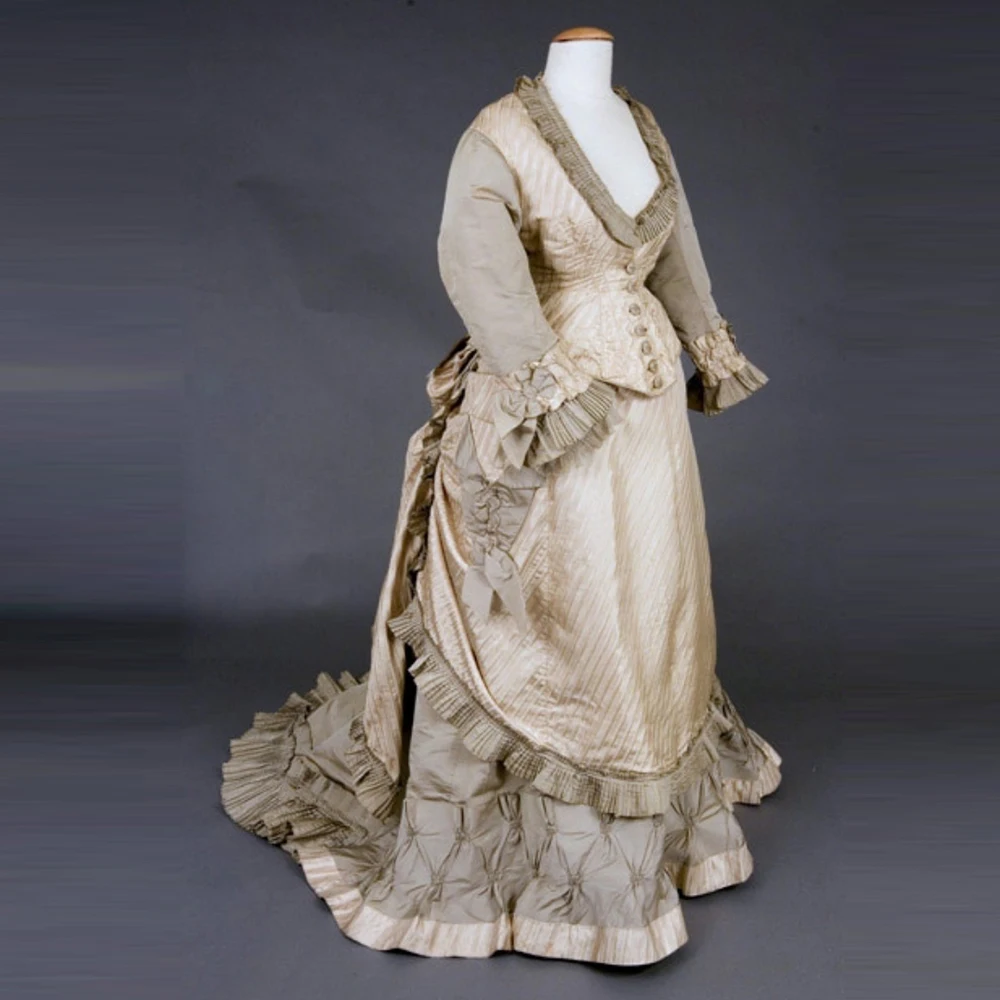 

1870s Walking Day Dress Victorian Royal Court Noble Princess Rococo Bustle Dress Edwardian Duchess Afternoon Ball Gown