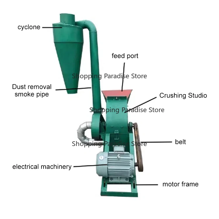 Electric Motor Pig Feed Crusher Machine 380V Wet Material Capacity 4.5 Ton/H Maize Meal Straw Bale Crusher for Agriculture