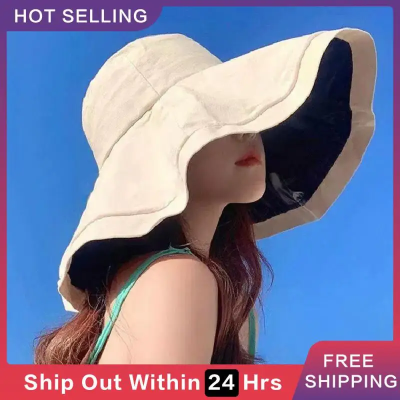 Fashion Summer Women Bucket Hat UV Protection Sun Hats Soft Foldable Wide Brim Outdoor Beach Panama Cap Fisherman Cap