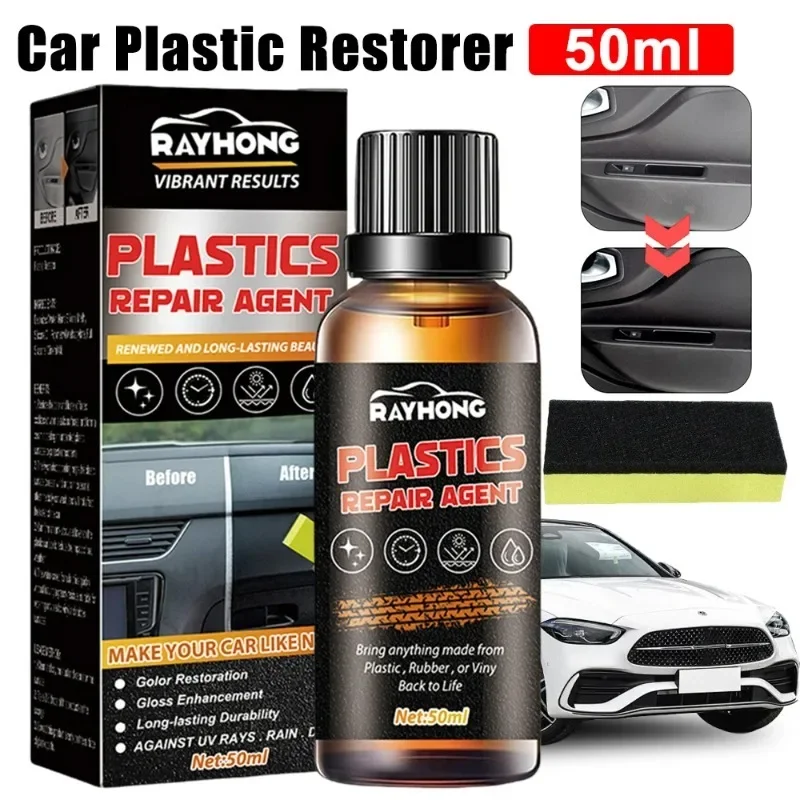 

50ml Car Plastic Restorer Back To Black Gloss Auto Plastic Renovation Agent Restoring Liquid Car Refurbishment Cleaning Agent