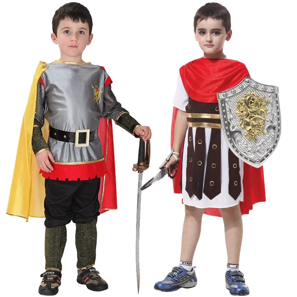 

Carnival Child Greek Roman Warrior Gladiator Costume Boys Knight Cosplay Party Mardi Gras Fancy Dress No Weapon