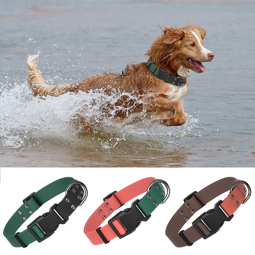 Waterproof Dog Collar PVC Pet Swimming Collars Anti Dirty Easy Clean Dog Rubber Collars For Small Medium Large Dogs Cats Pug