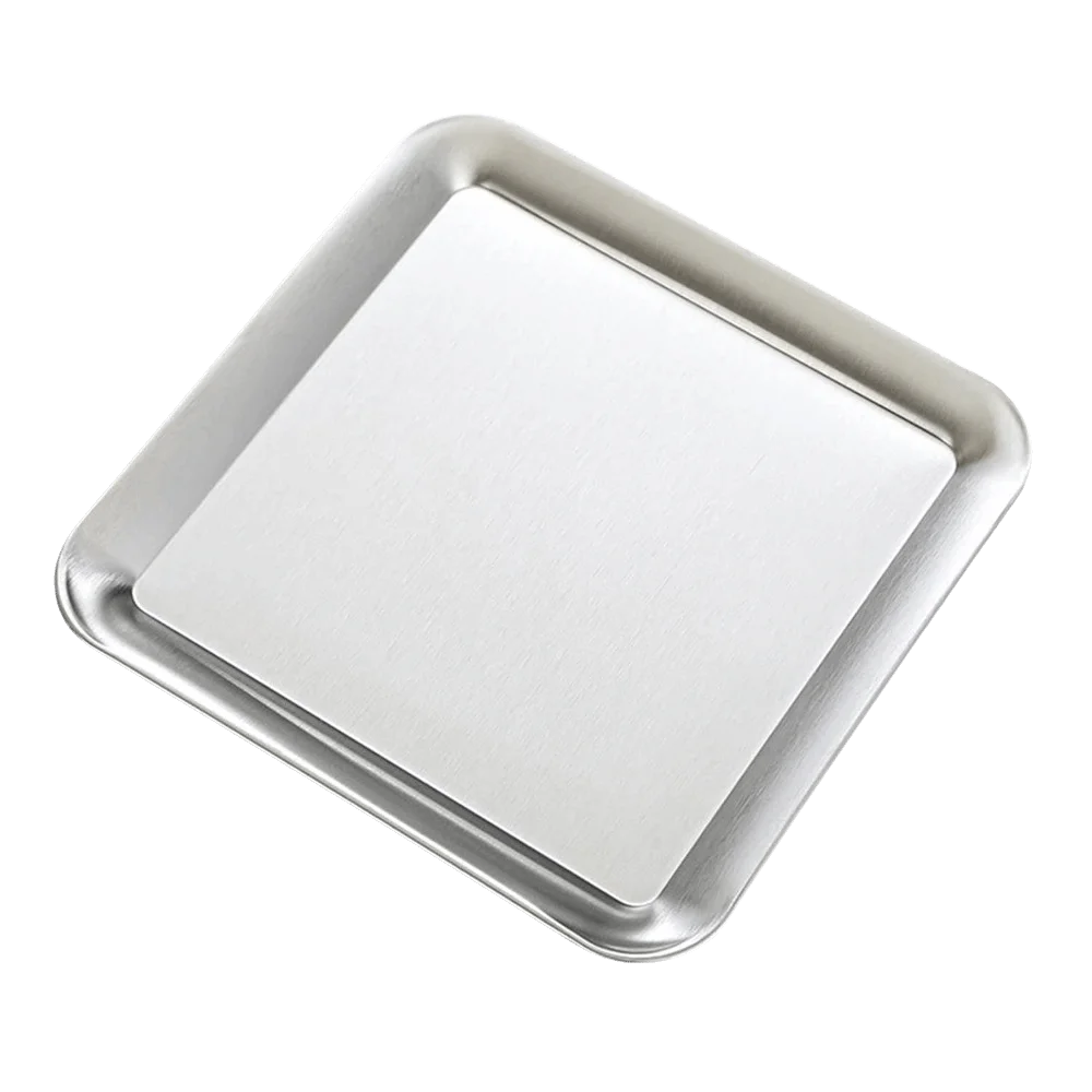 Sturdy Stainless Steel Baking Sheet Square Good Load Bearing Serving Platter 9 Ins Non-Stick Bread Tray Celebrations Banquets