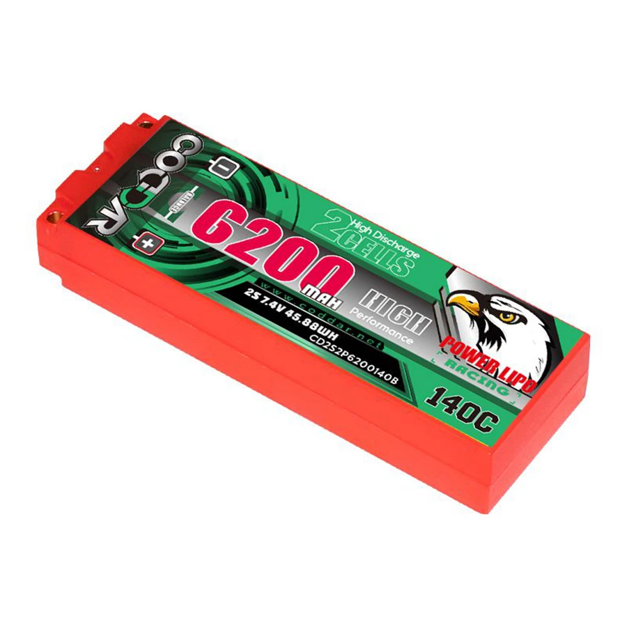 

CD2S2P6200140B 6200MAH 2S 7.4V 140C 1:10RC Car Mold Rechargeable Lithium Battery Pack