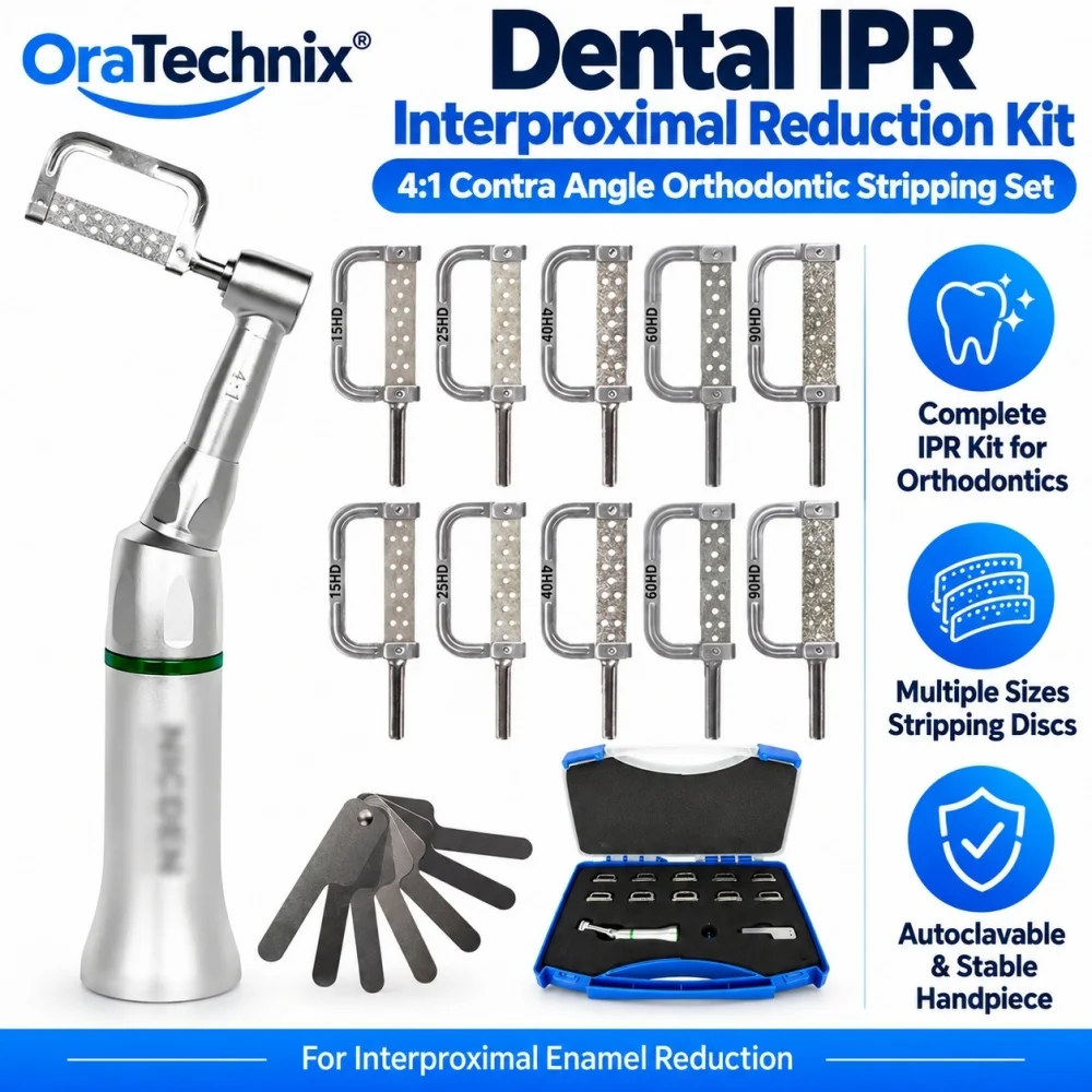 Dental IPR Interproximal Reduction Kit, 4:1 Reduction Contra Angle Handpiece, Orthodontic Stripping for Orthodontic Treatment