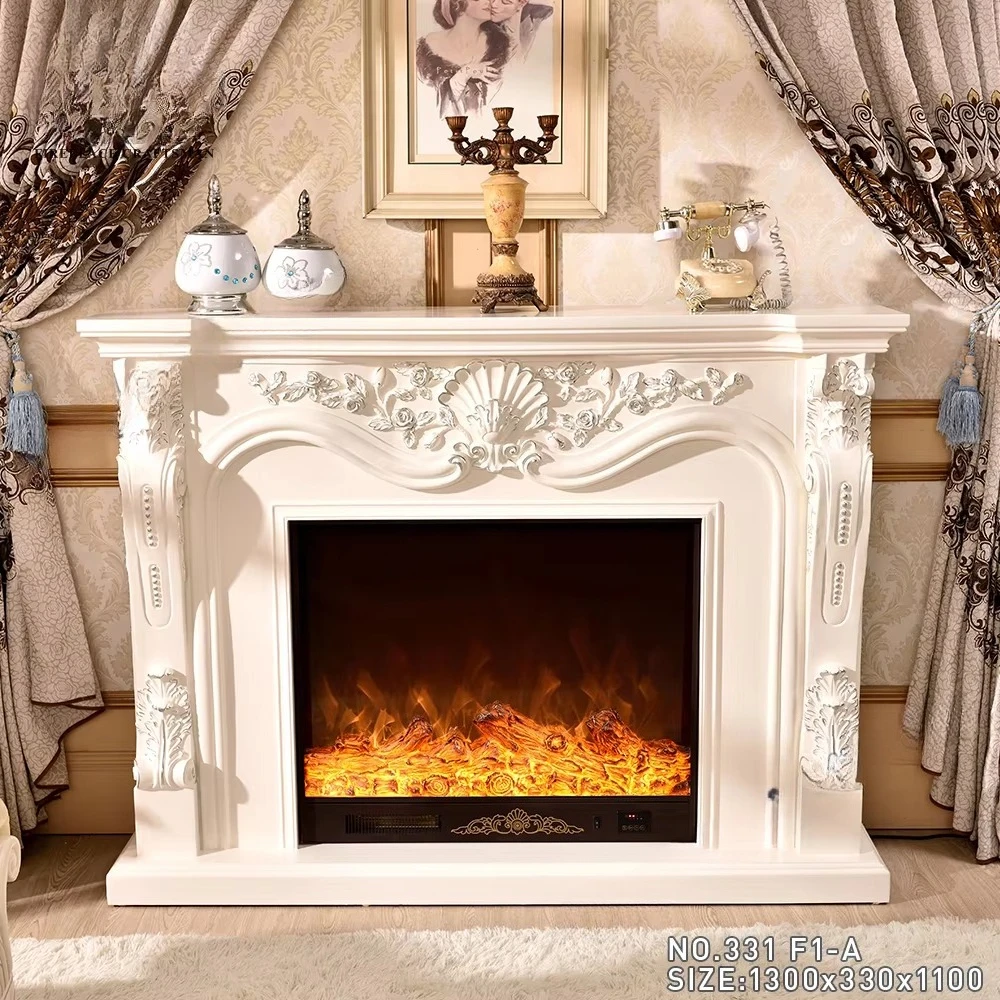 European Carving White E0 Level Mdf Fireplace Mantel Wooden Electric Fireplace Surround Mantel
