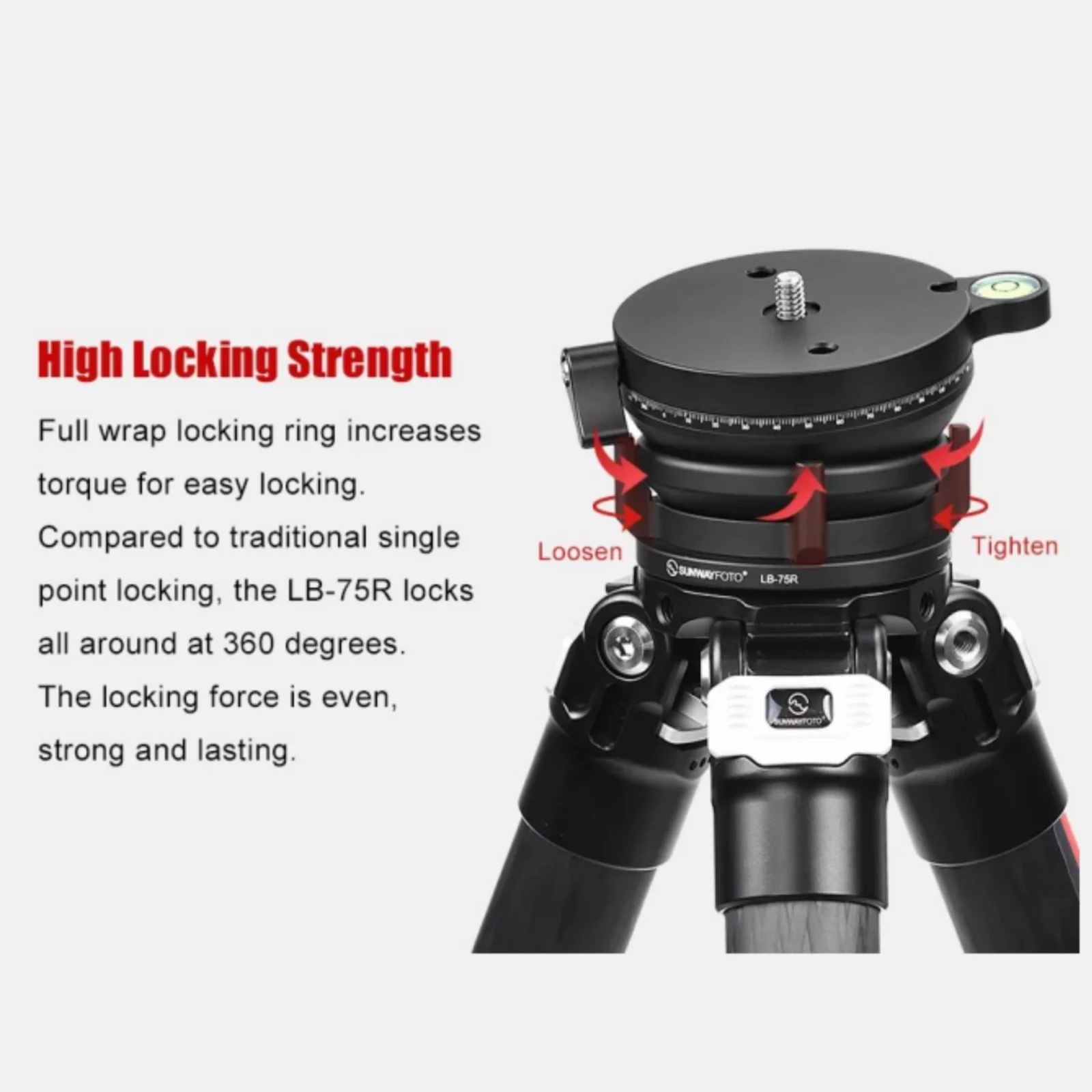 SUNWAYFOTO Leveling Base 360° Panoramic Tripod Head 33 lbs（15kg） Load Capacity