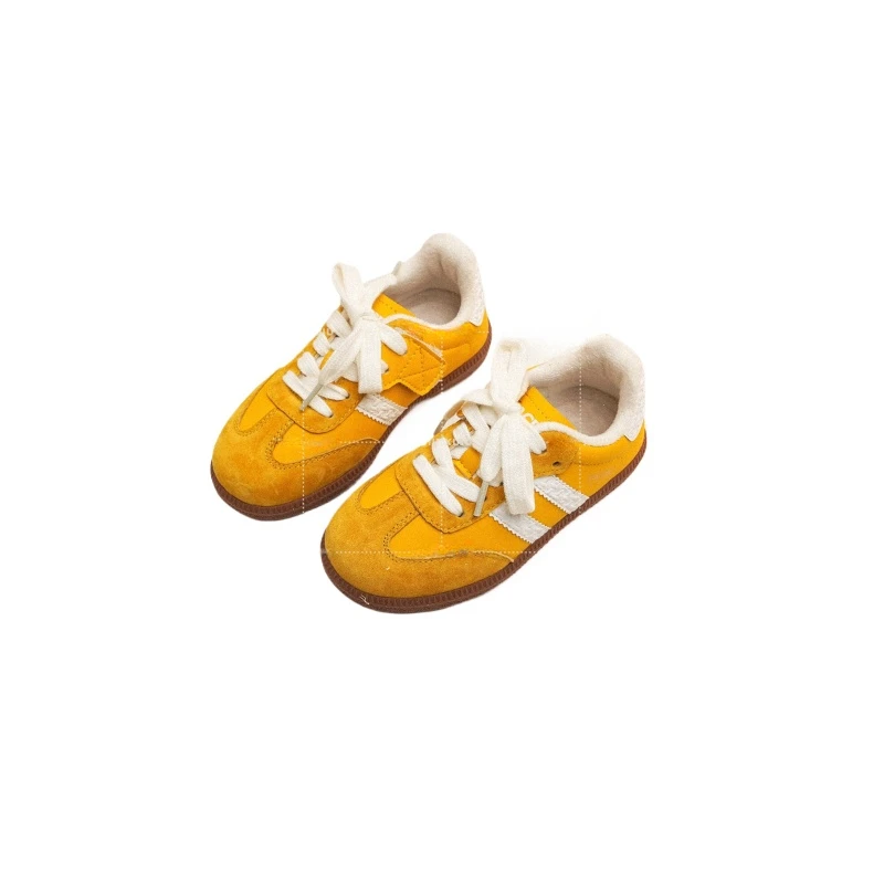 Zapatos de entrenamiento de colores caramelo para niños y niñas, tablero informal de suela suave de cuero de microfibra para estudiantes y bebés, primavera