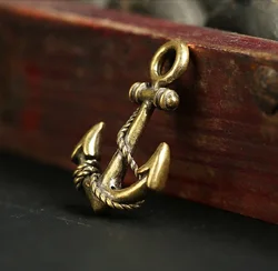 Handmade Pure Brass ship anchor retro craft DIY ornament Miniature portable Fitting Keychain Pendant souvenir gift a0788