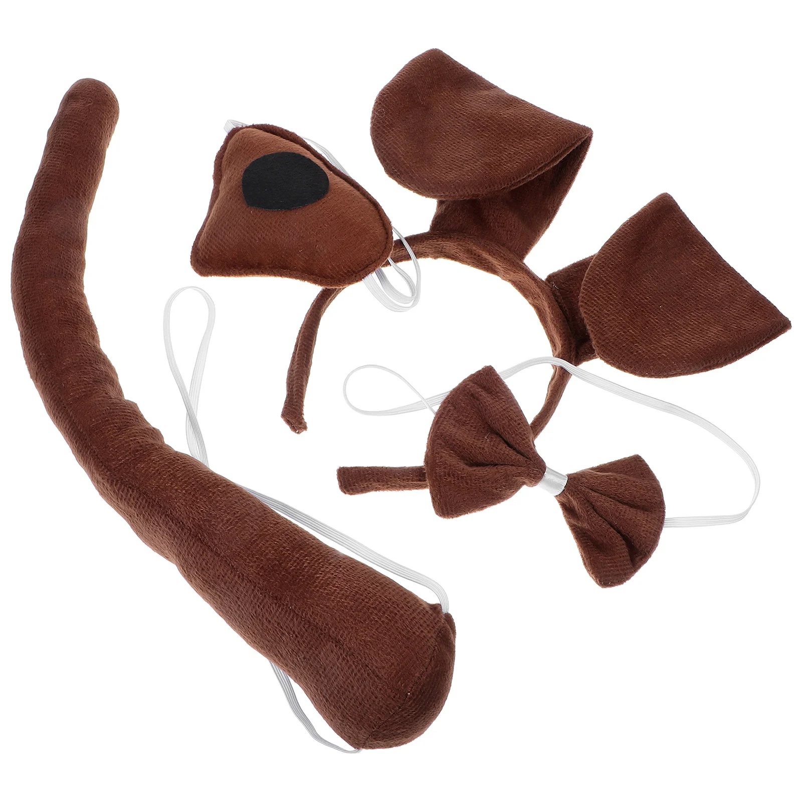 1 set costume da cucciolo per bambini set realistico orecchie di cane fascia per naso coda papillon Halloween animale vestire festa cosplay
