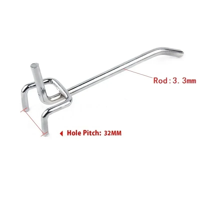 50pcs Pegboard Hooks Carbon Steel Pegs Board Display Organization Hanger Holder Steel Hanging Tool Storage Hooks Hole Pitch 32mm