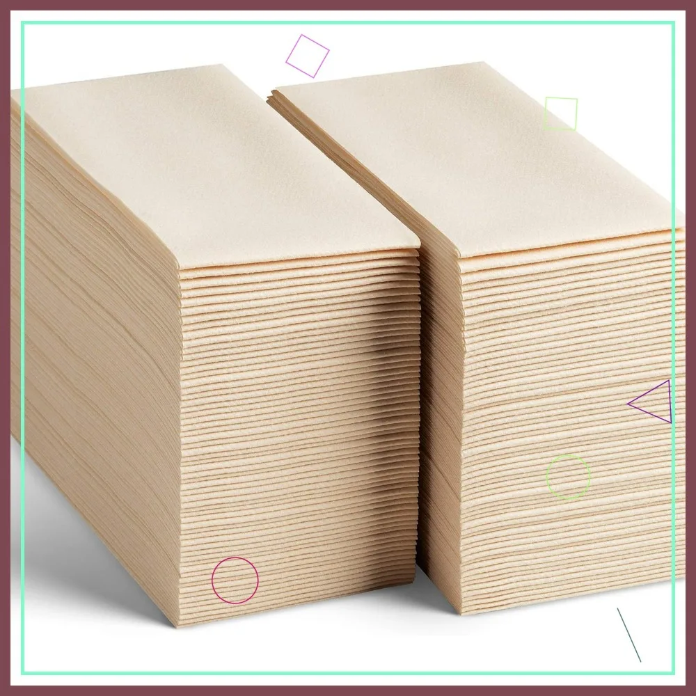 

200-Pack Disposable Linen-Feel Caramel Napkins, 12x17 Cloth-Like Paper Dinner Napkins for Wedding
