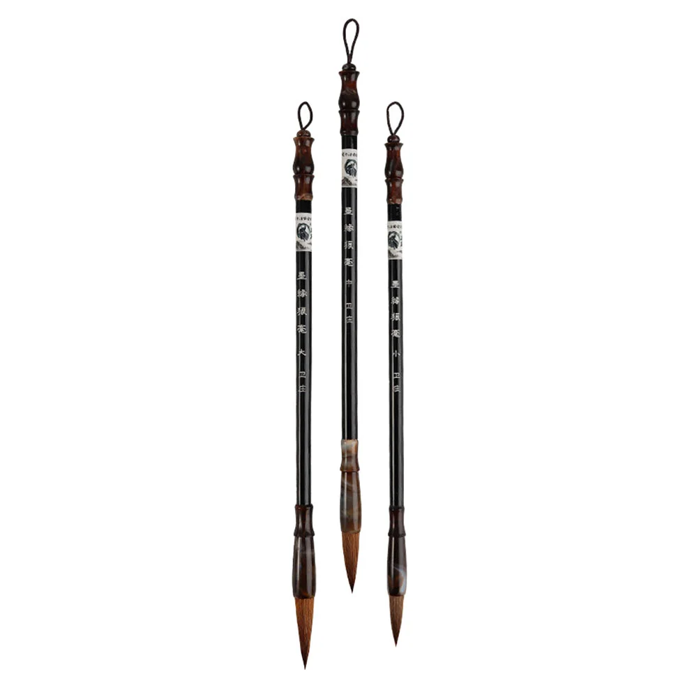 3 Pcs Student Calligraphy Brush Pens Writing Chinese Painting School Couplets Wolf Hair