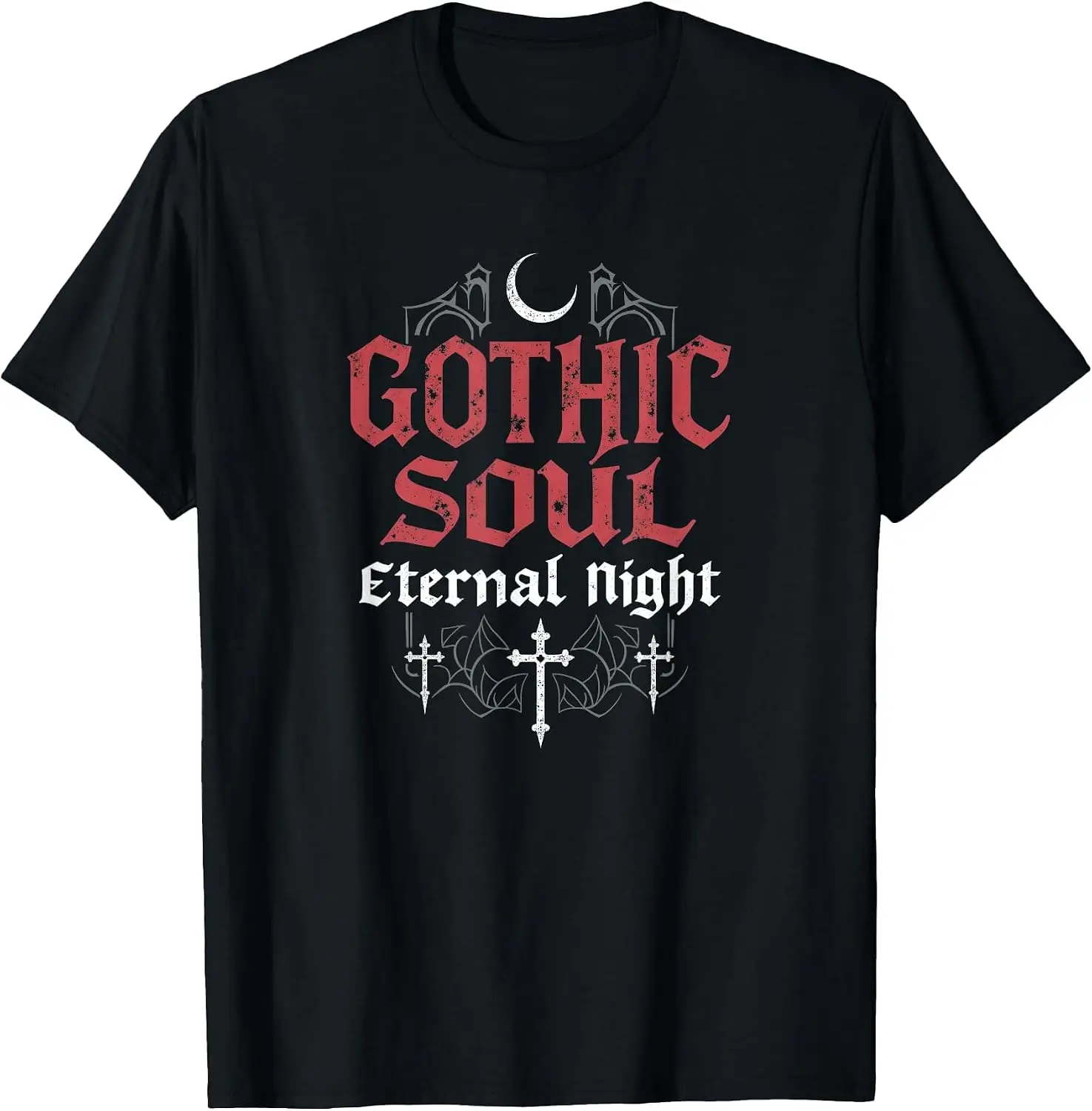 Gothic Soul Eternal Night Dark Aesthetic Design T-Shirt Men's Graphic Print T‑Shirt, Casual Short Sleeve Crew Neck Tees, Summer Daily Wear Soft Cotton Tops for Male.