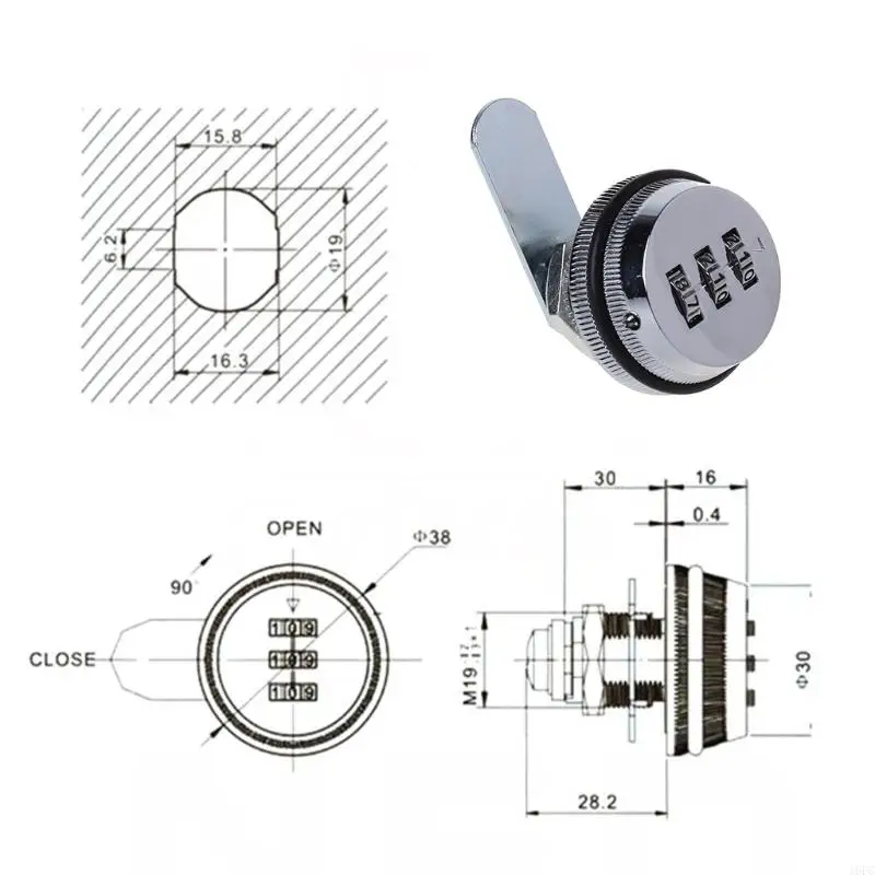 

16FC Letter Box Cylinder Locks Zinc Alloy Drawer Password Locks Combination Cabinet Lock Security Furniture Hardware