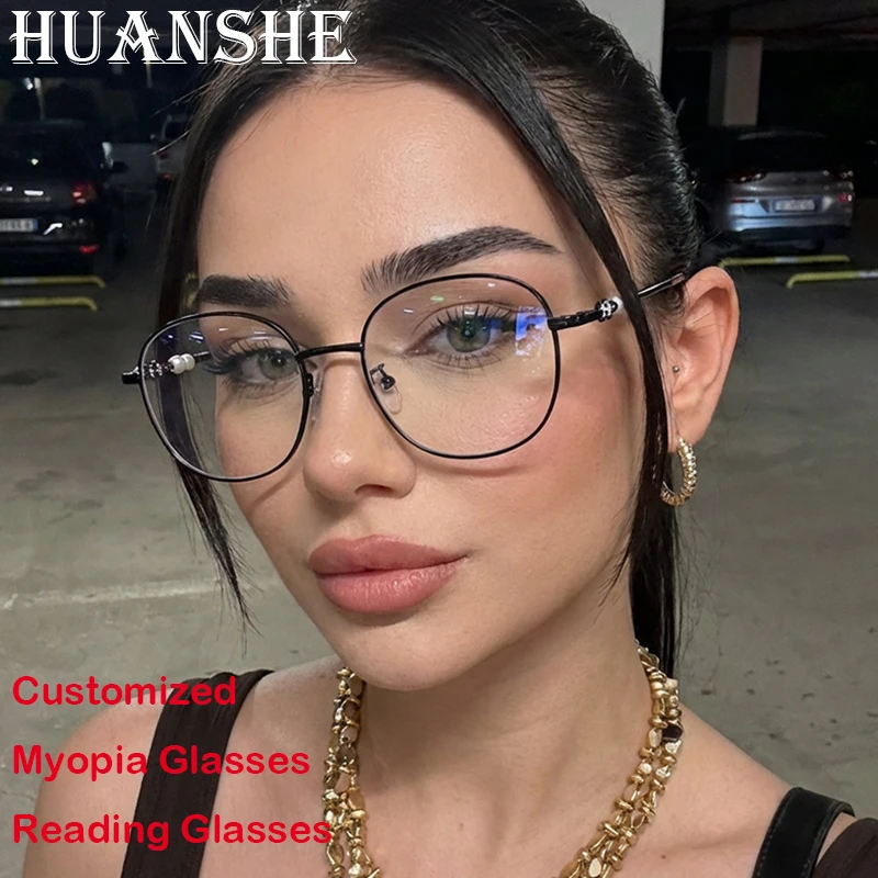 Pearl-Decorated High-End Simple Anti-Blue Light Glasses For Women Fashionable Artistic And Personalized Reading Myopia Glasses