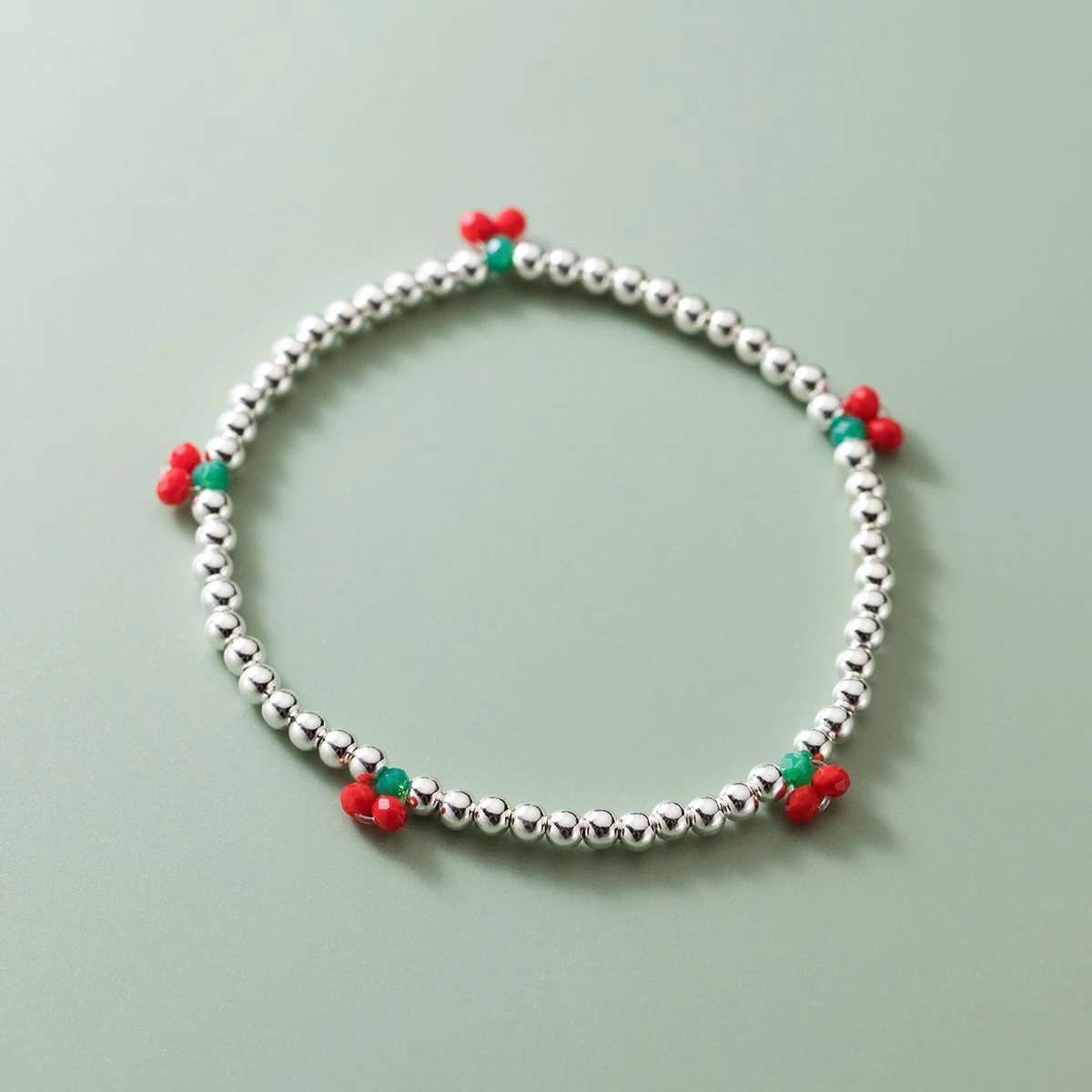 Modian Real 925 Sterling Silver Basic Cherry Round Beads Adjustable Bracelet for Women Charm Bracelet Fine Jewelry Birthday Gift