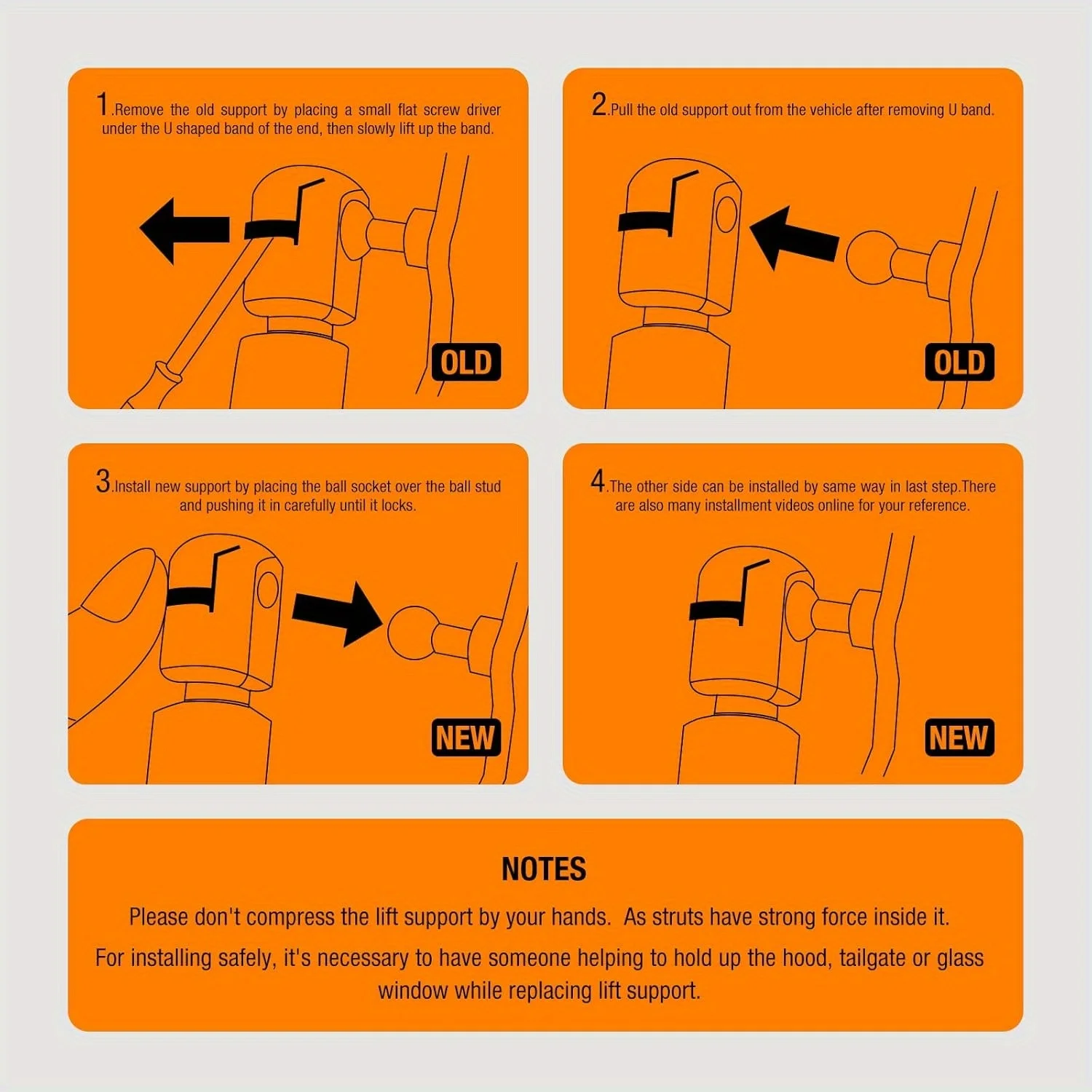 دعامات غاز C1610176 مقاس 14 بوصة 156N لـ Leer Camper Shell/Toolbox/Cabinet (مجموعة من 2)