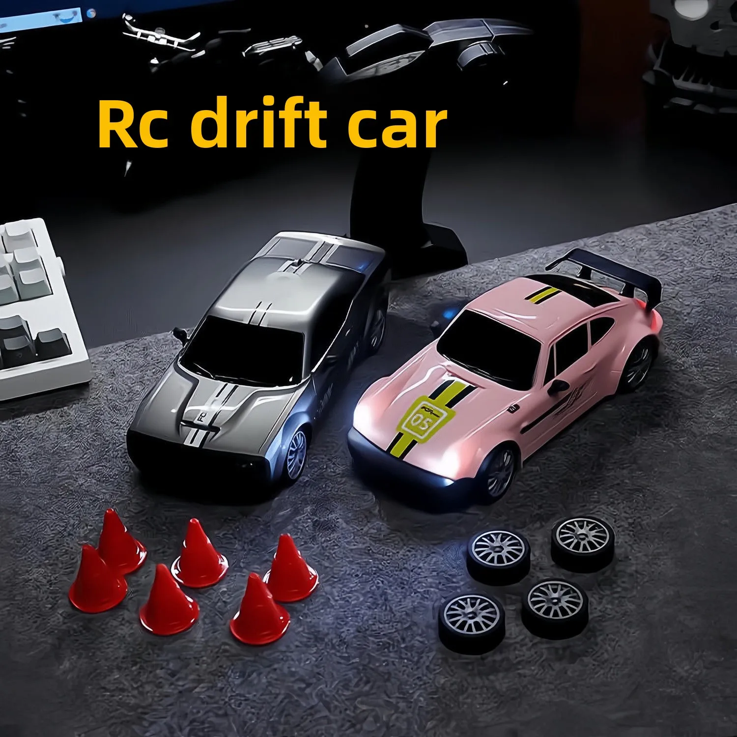 Remote control car four-wheel drive RC car high-speed drift Dodge racing car lighting stunt children's simulation electric toy