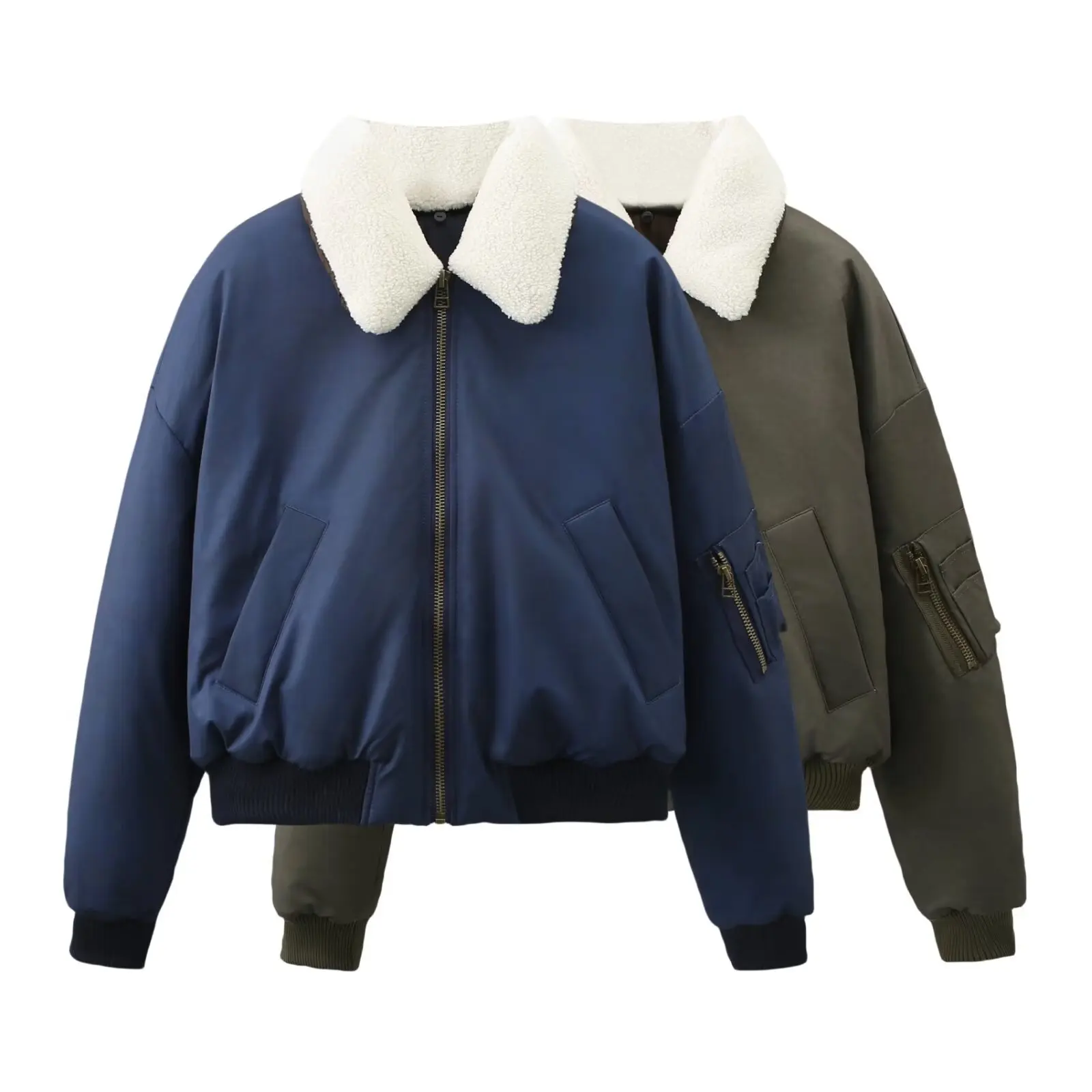 

Women's Casual Warm Jacket Winter Vintage Loose Distressed Effect Removable Fur Collar Jcoat Solid Color Pocket Zipper Outwear