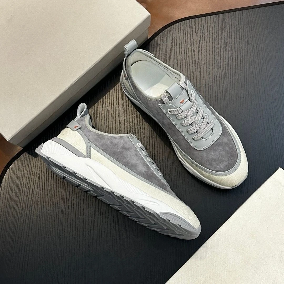 

2025 High-End Men's Stylish Suede Patchwork Slip-On Sneakers Lightweight Comfortable Handsome Trendy Casual Daily Footwear