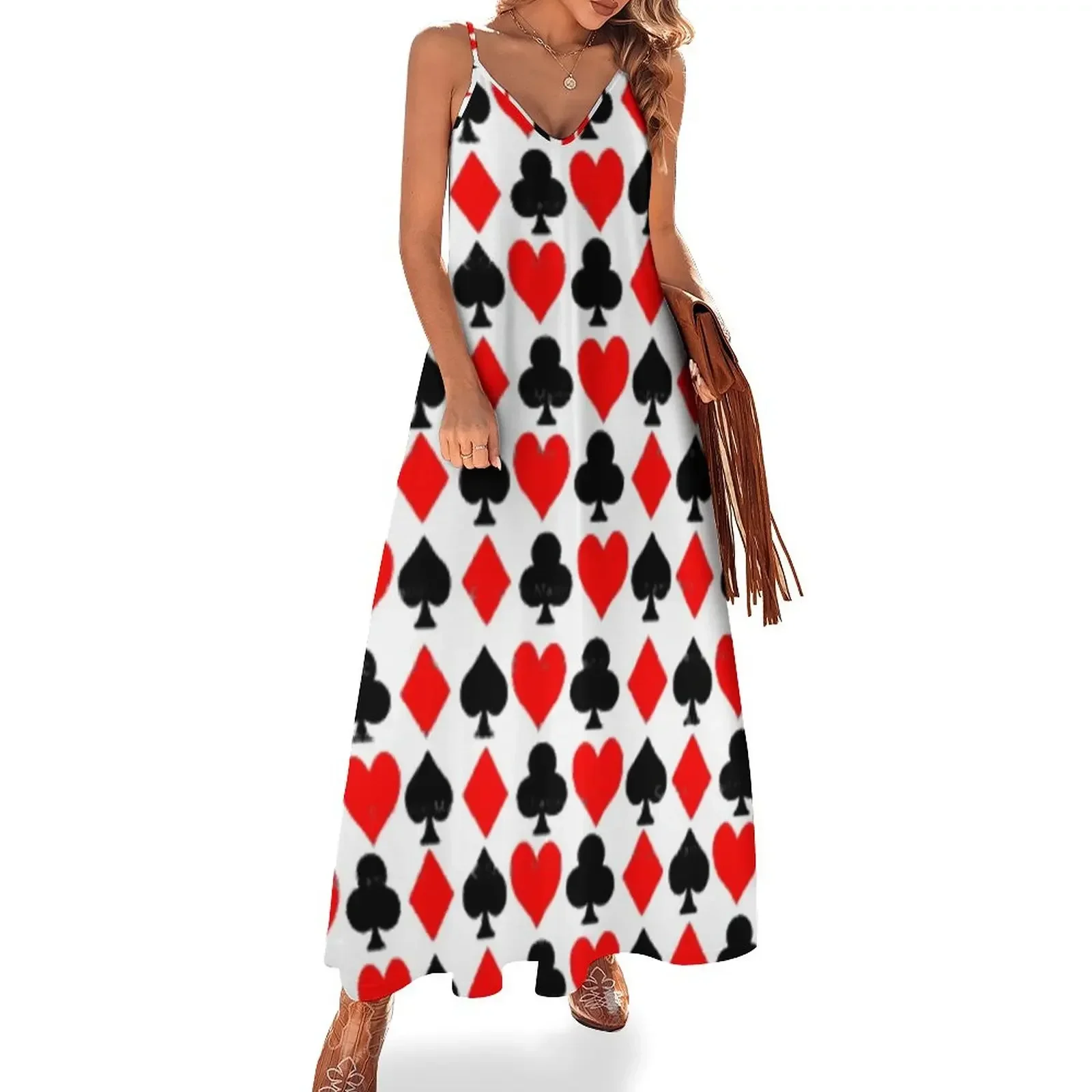 

CASINO SUITES PATTERN ART Sleeveless Dress women's elegant loose dresses chic and elegant evening dress Dress