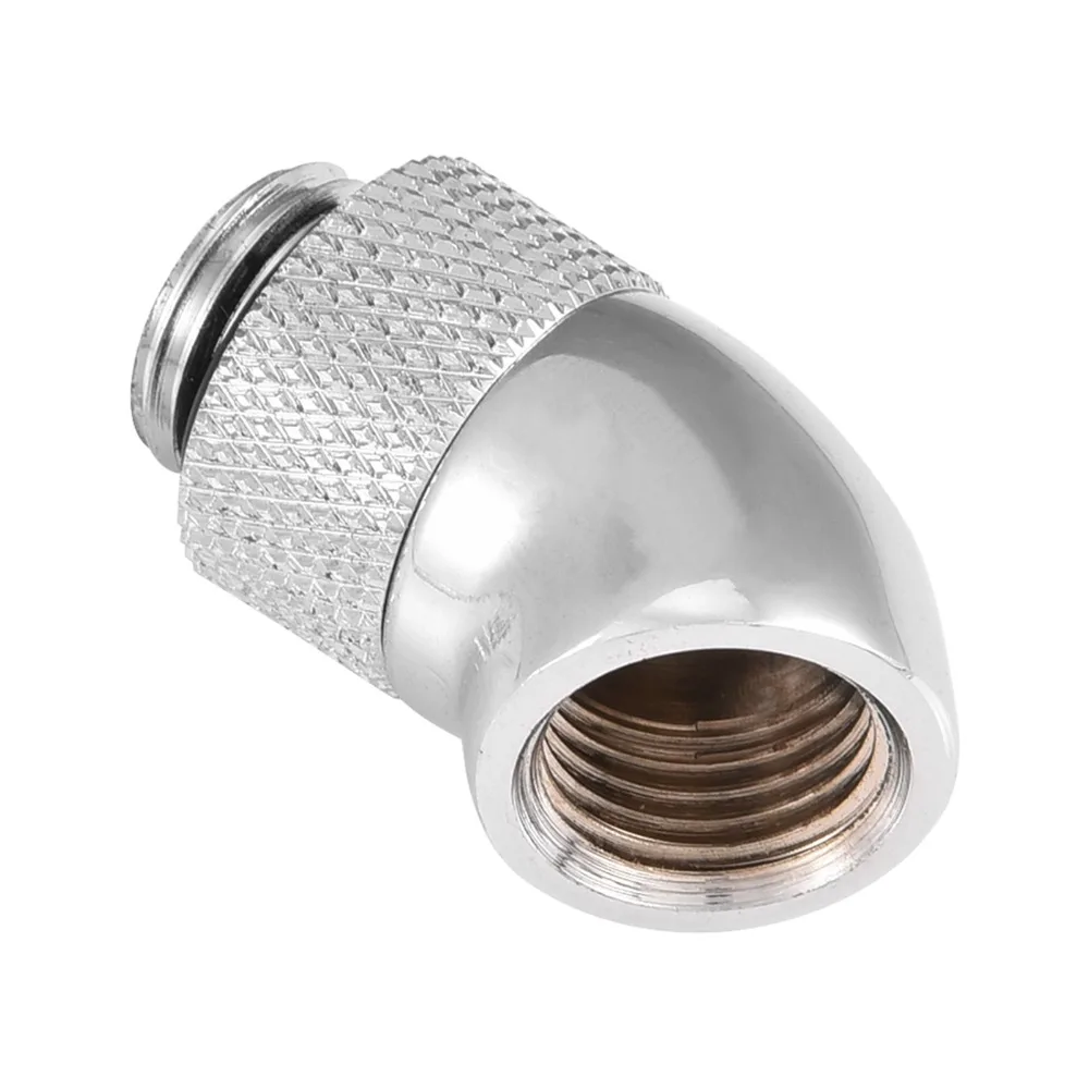 2PCS Durable 45 Degree Angled Fitting Adapter G1/4 Silver Rotary Extender Fitting Adapter Connector Cooling Systems
