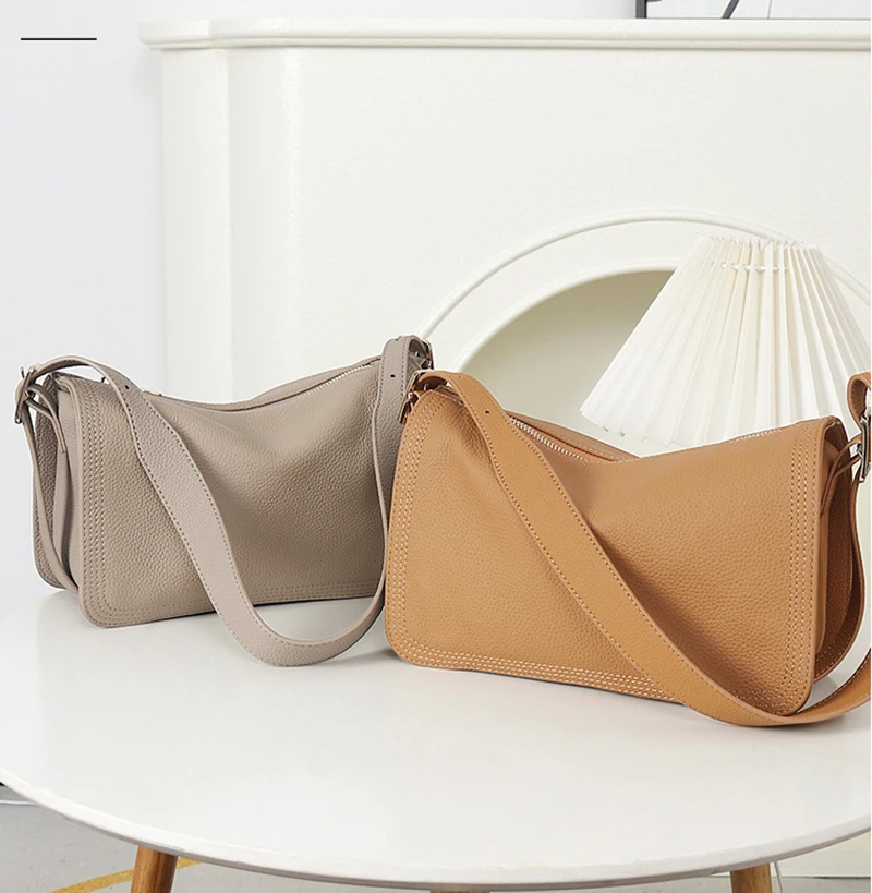 Nieuwe Stijl Casual Zacht Lederen Vrouwen Schouder Messenger Effen Naaien Koeienhuid Crossbody Flap Tas Voor Dames Handtas Portemonnee