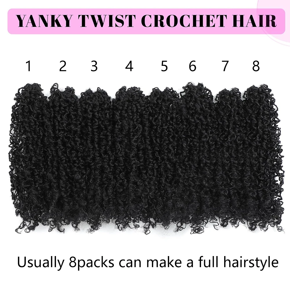 8/12インチ プレループ ヤンキーツイスト クロシェヘア、1/8パック、合成ミニパッションツイスト、セネガルブレイズヘア