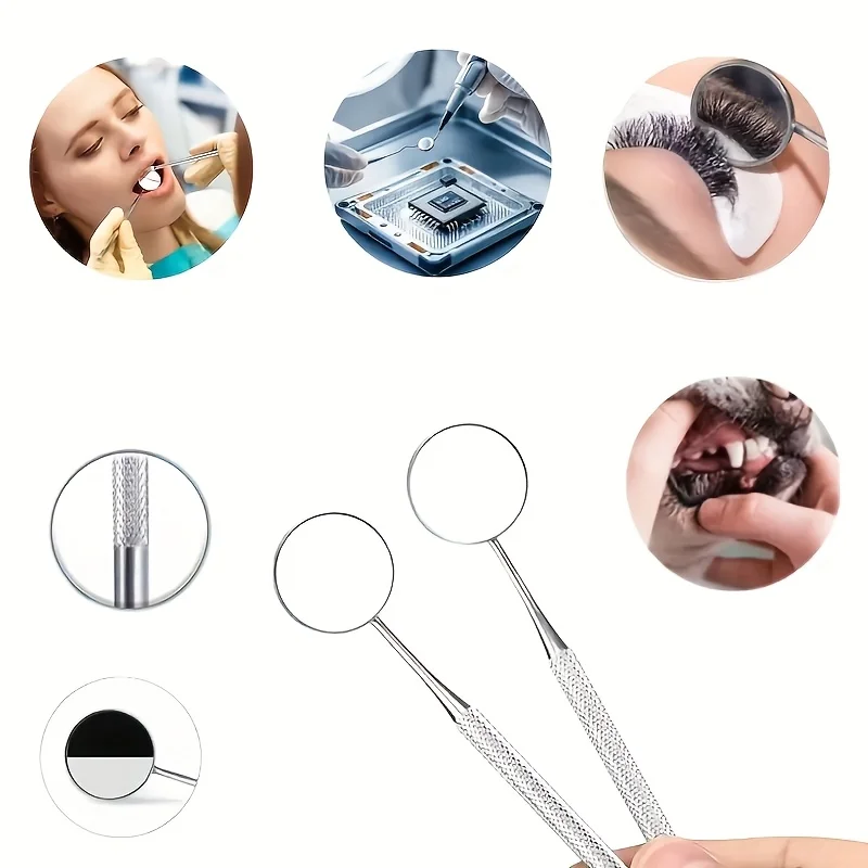 Miroir pour outils d'inspection dentaire, ensemble de 2/3 pièces, Portable avec boîte de rangement, miroir réutilisable pour cils greffés pour femmes, en acier inoxydable