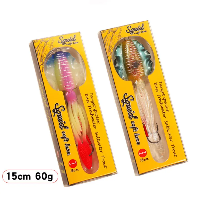 

AS Soft Lure Squid Skirts Bait 15cm60g Fishing Lure Octopus Boat Sea Fishing PVC Rubber Artificial Soft Bait Trolling Leurre