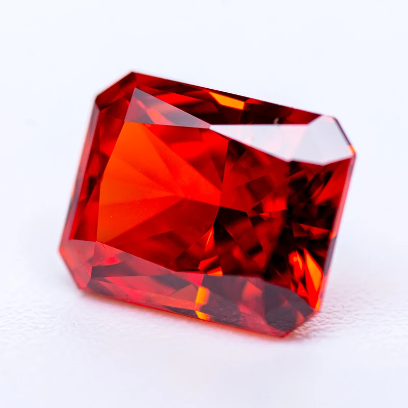 High Carbon Diamond Cubic Zirconia Stone Red Color Radiant Shape 4k Crushed Ice Cut Lab Synthetic Cz Gems Women Jewelry Making