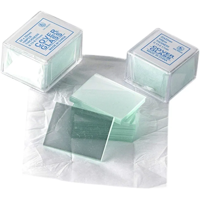 100 Pcs Transparent Square Glass Slides Coverslips Coverslides For Microscope Optical Instrument Microscope cover slip