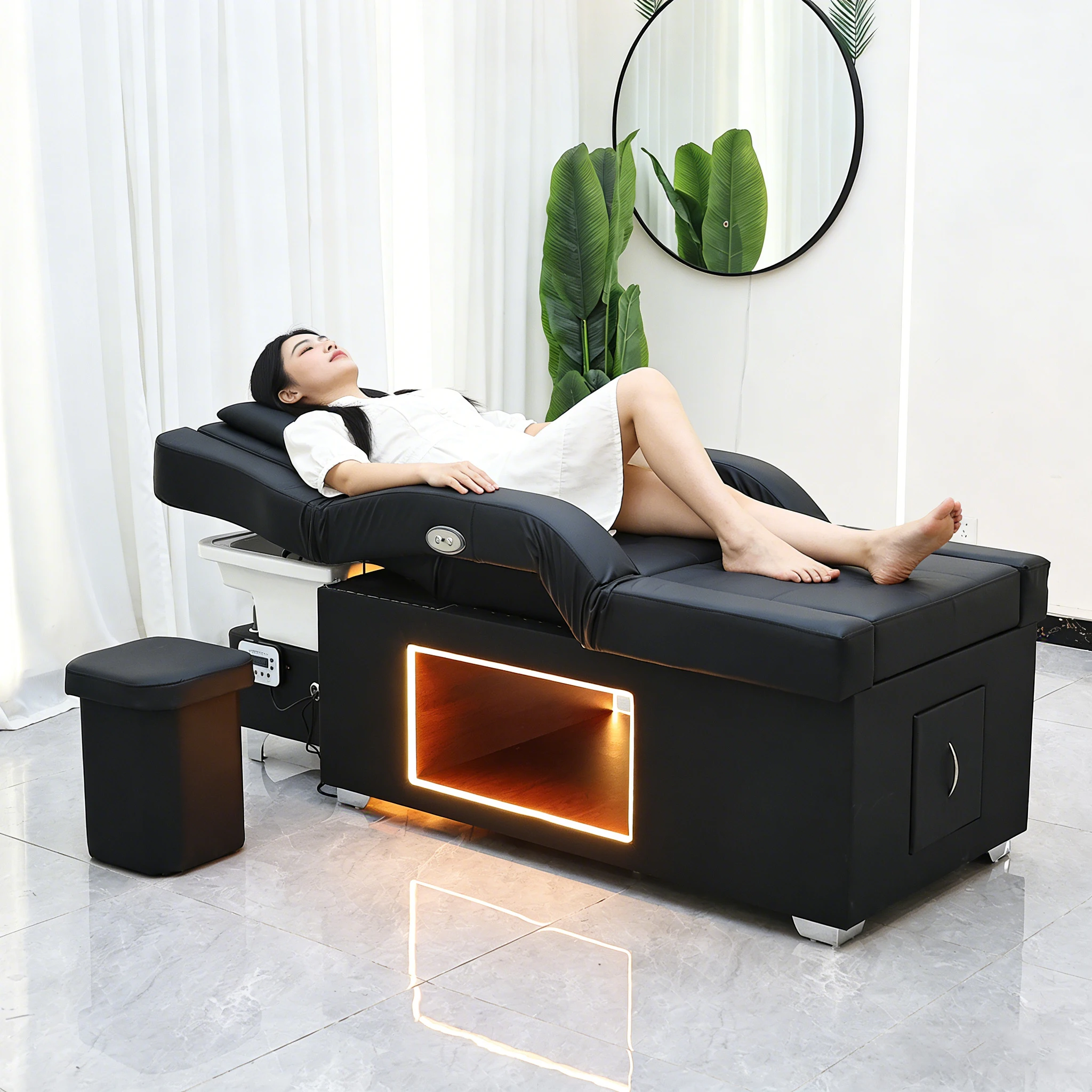 

Кресло-мойка для парикмахерских с массажем головы и ног, регулировкой высоты, встроенной ванной для спа-процедур для ног, доставка из США