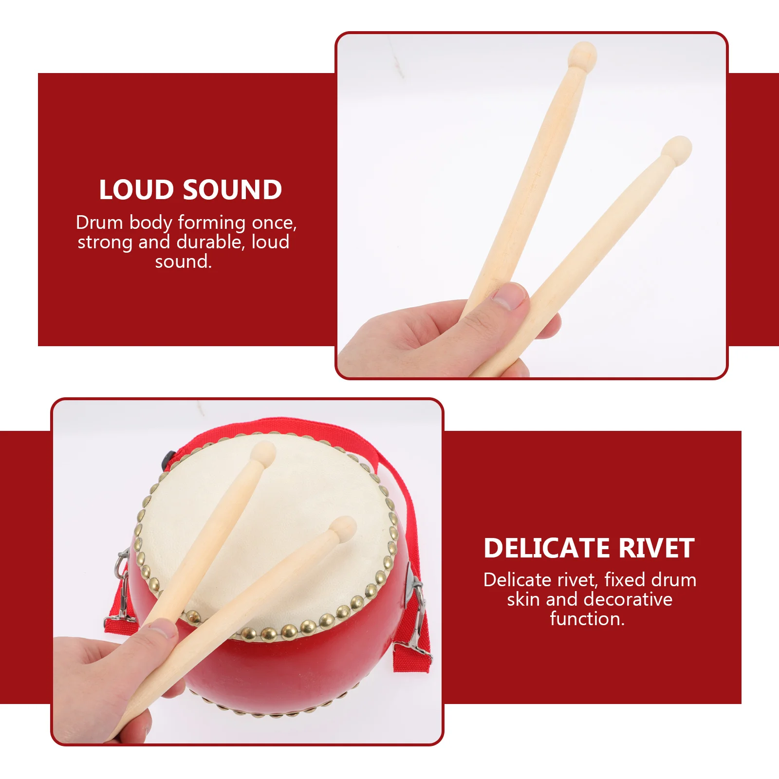 Drum Dance Kids Hand Musical Chinese Drumsticks Taiko Wooden Percussion Gong Toy Mallet Suona Finger Instruments Folk Cymbals