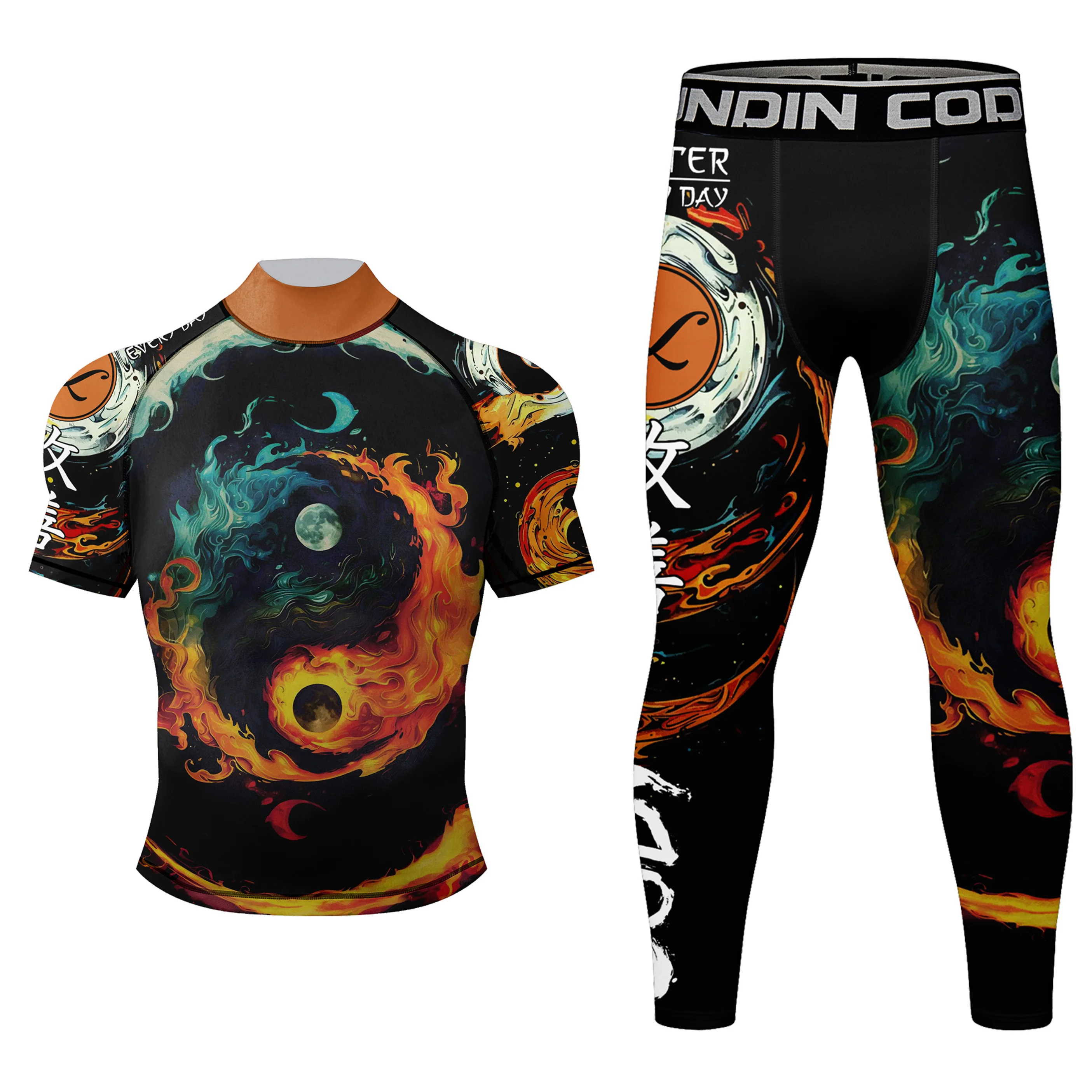 Hot Mock Neck Martial Arts Wear Custom-Made MMA Rash Guard Suit High Quality Men Bjj Fitness/Grappling Rash Guard And Short Sets