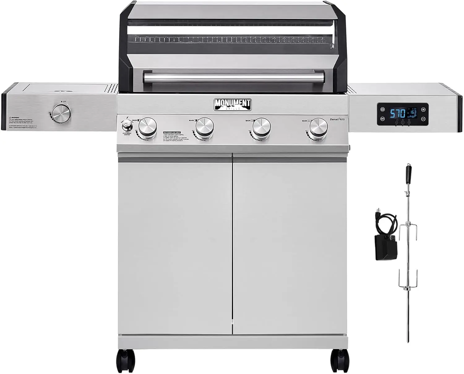 

Grills Denali Series, Denali 405 4-Burner Liquid Propane Gas Smart bbq Grill Stainless Steel with Rotisserie Kit(2 items)