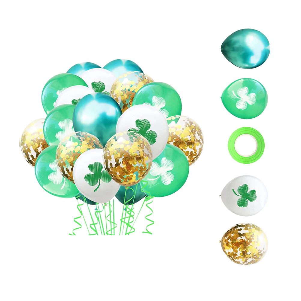 

63pcs Clover Printed Latex Balloons Kit for Party Decorations Festive Atmosphere Reusable Premium Material Saint Patrick's Day