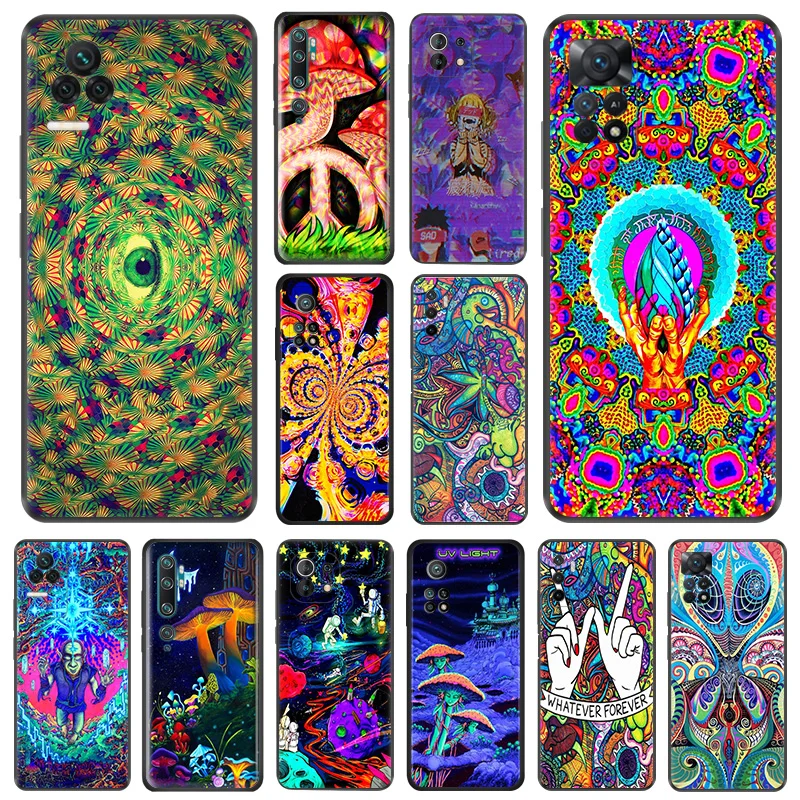 Soft Case for Redmi Note 11 11S 10 Lite 10S 12 12s Note11 Pro 5G 9 9T 8 8T 7 9S Abstact Trippy Psychedelic Art Phone Cases Cover