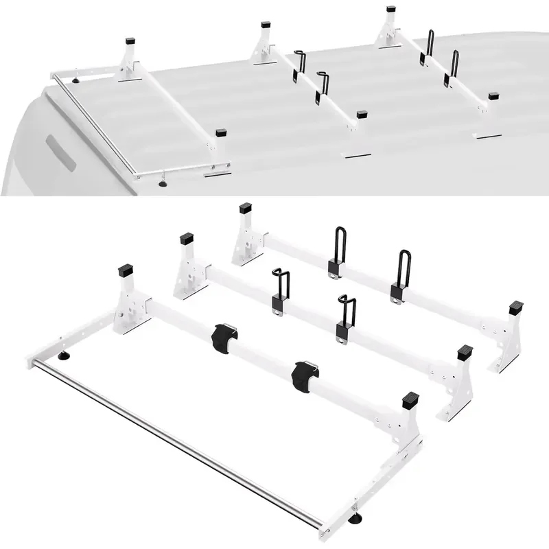 2026 New, High Quality, 54 Inch Heavy Steel Van Roof Ladder Racks with 800 lbs Capacity Drilling Design Compatible with