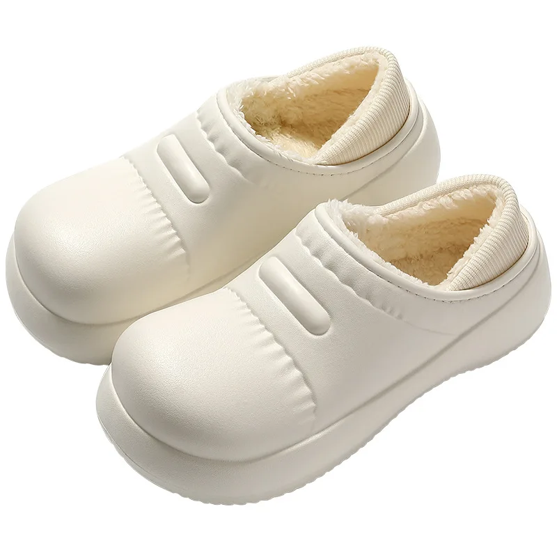 New Style Winter Waterproof Soft Sole Ladies' Fluffy Slippers Women Wrap Heel Antiskid Warm Home Casual Non-slip Cotton Shoes