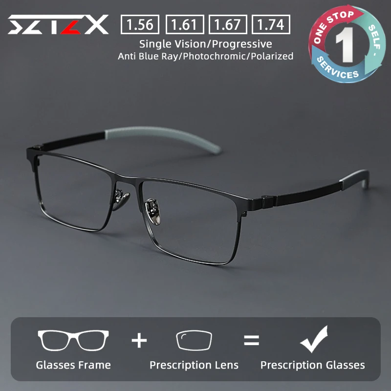 

SZTZX Sporty Anti Slip Screwless Titanium Prescription Glasses Blue Light Blocking Myopia Glasses Progressive Reading Eyewear