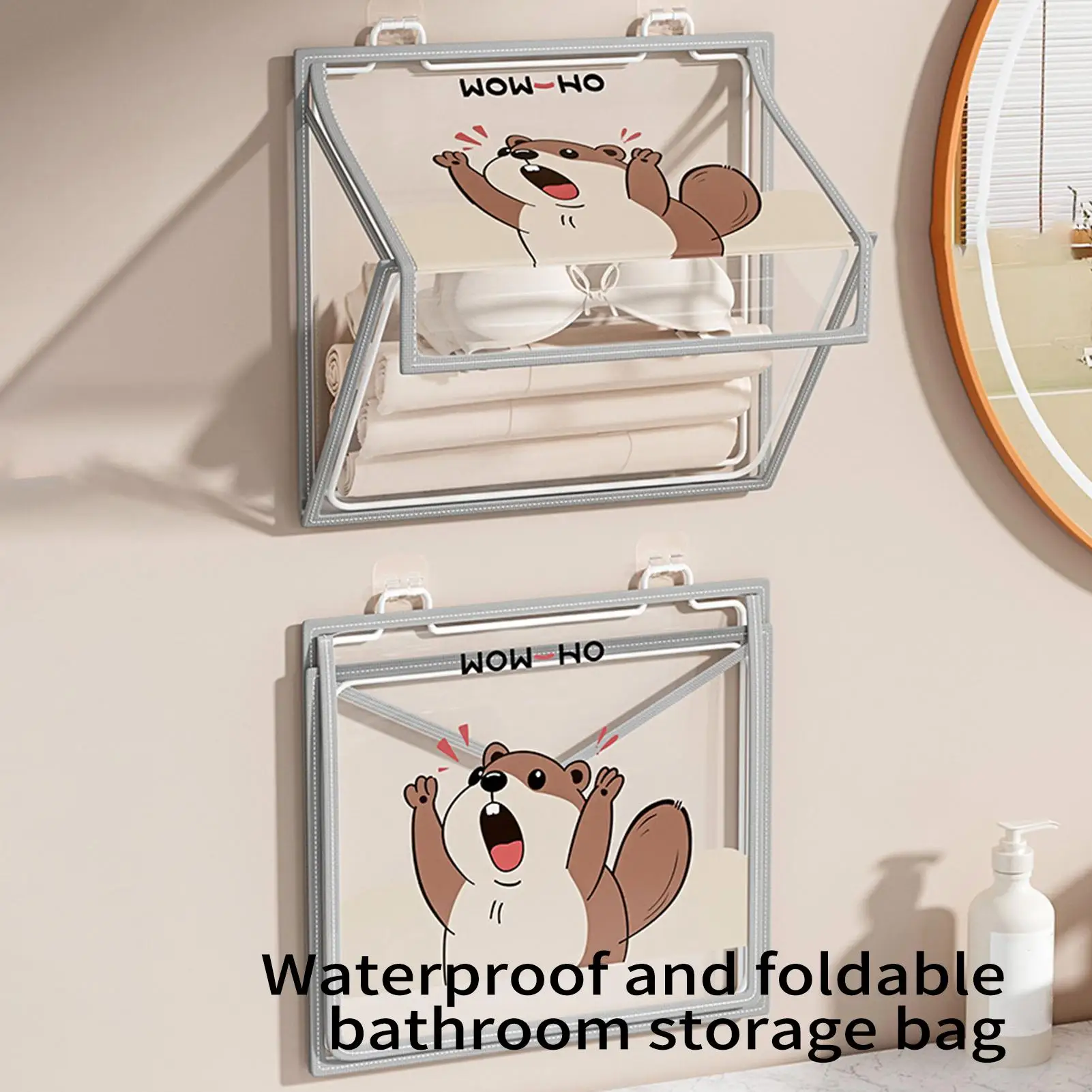 Wall Mount Laundry Basket Foldable Waterproof Space Saving Storage Door Laundry Hamper For Bedroom Bathroom Closet Nursery - view 3