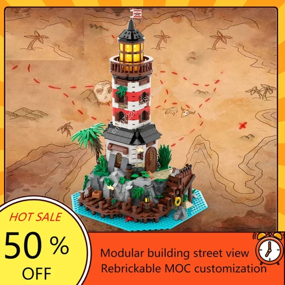 

1144PCS Customized MOC Pirate Barracuda Bay Empire Lighthouse Model Building Blocks Technology Bricks DIY Assembly Kids Toy Gift