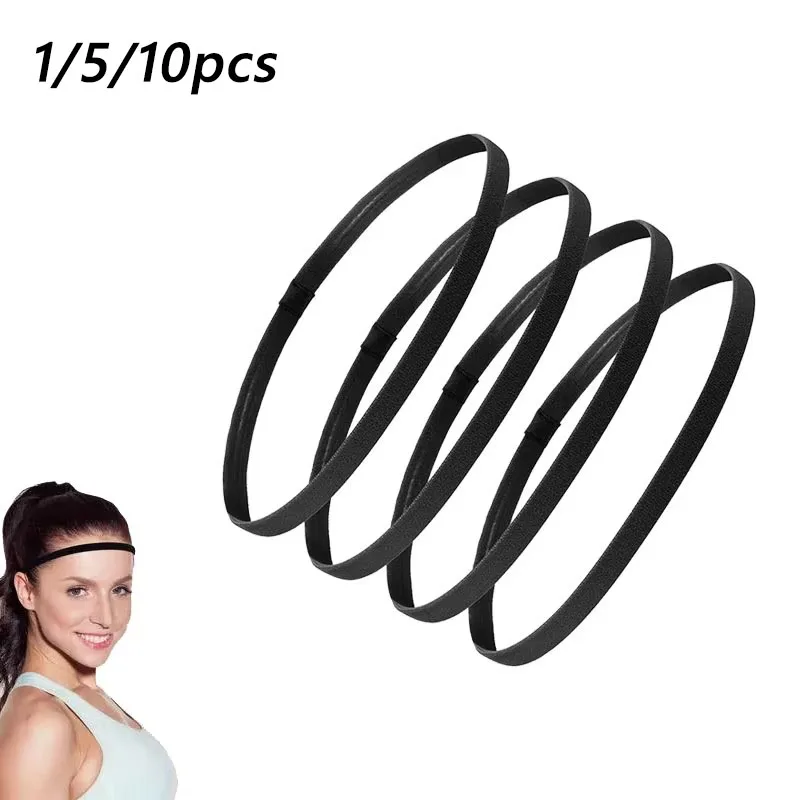 1/5/10pcs Thin Elastic Hair Band Sweatband Football Running Hair Accessories Fashion Simple Non-Slip Stretchy  Sports Headband