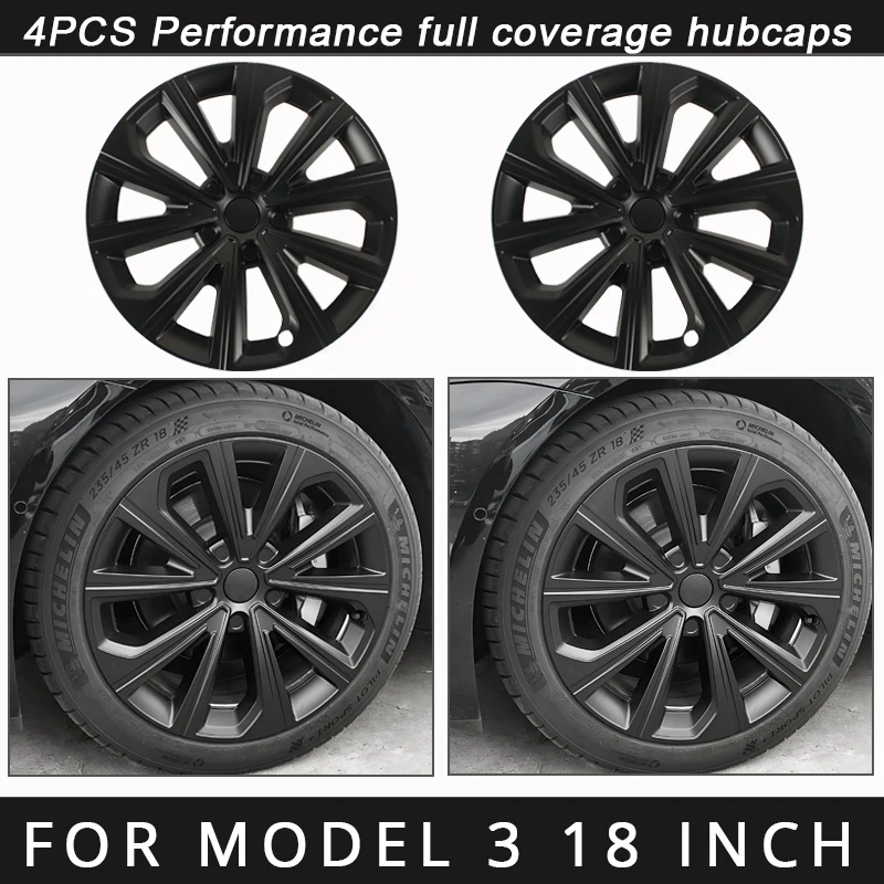 4PCS HubCap for Replacement Tesla Model 3 Accessories Wheel Cover 18 Inch Wheel Parts Hub cap Full Rim Cover 2018-2023 Wheel Cap