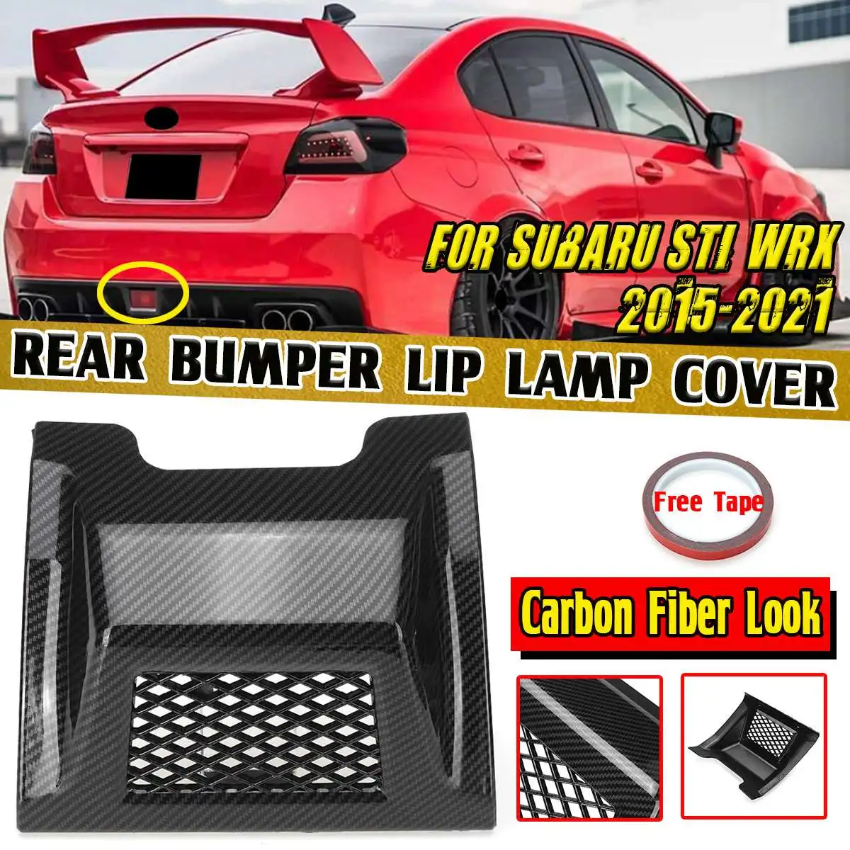 Carbon Fiber Look Car Rear Bumper Lip Reflector Light Cover For Subaru STI WRX 2015-2021 Brake Warning Tail light Fog Lamp Cover